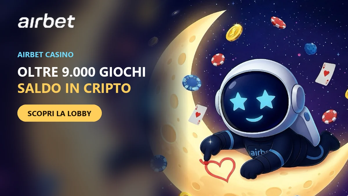 01_astronauta mascotte di airbet sulla luna con fiches e carte